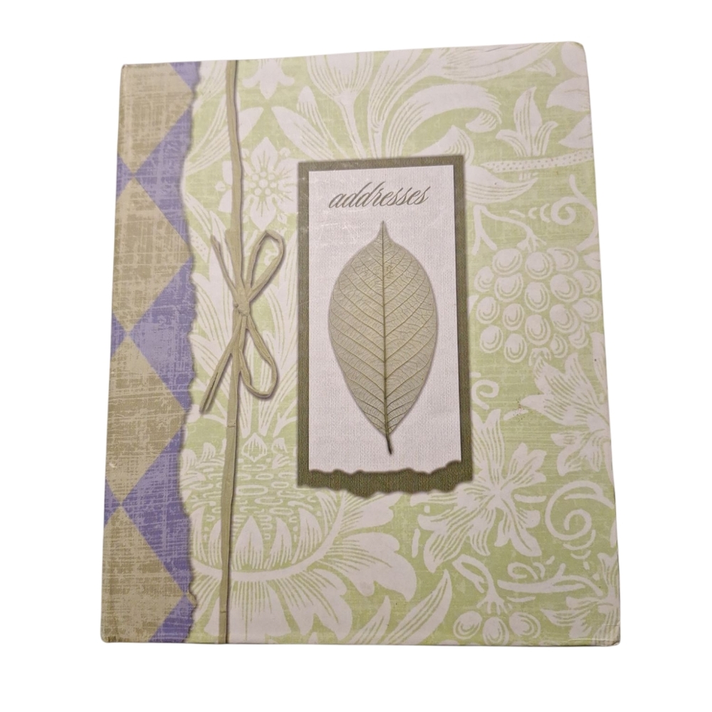 7.5 X 9 Green and Purple 3 Ring Address Book